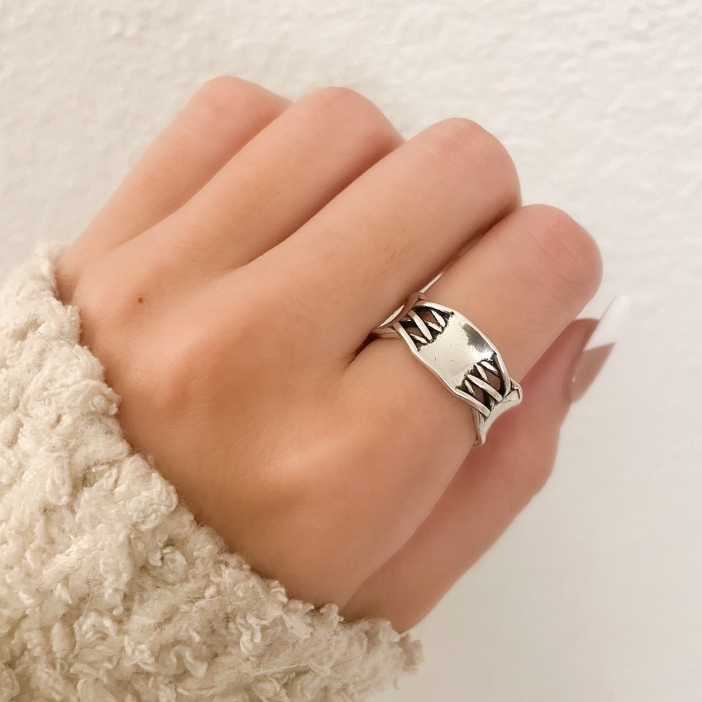 925 Sterling Silver Lace Up Ring Criss Cross Ring Modern Minimalist Ring